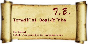 Tormási Boglárka névjegykártya